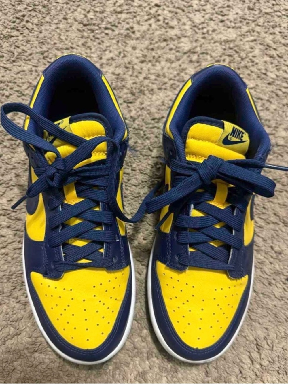 Blue and yellow Michigan Dunks